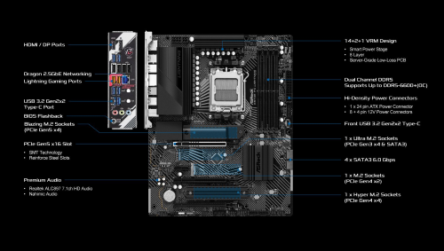 ASROCK X670E PG LIGHTNING AMD X670 SCHEDA MADRE SOCKET AM5 ATX 4xDDR5 4xSATA 1XPCI-E 5.0 x16 1PCI-E 4.0 ATX USB 3.2 TYPE-C REALTEK 2.5G LAN HDMI DISPLAYPORT